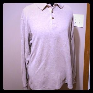 L.L. Bean Cream Long Sleeve Polo Shirt